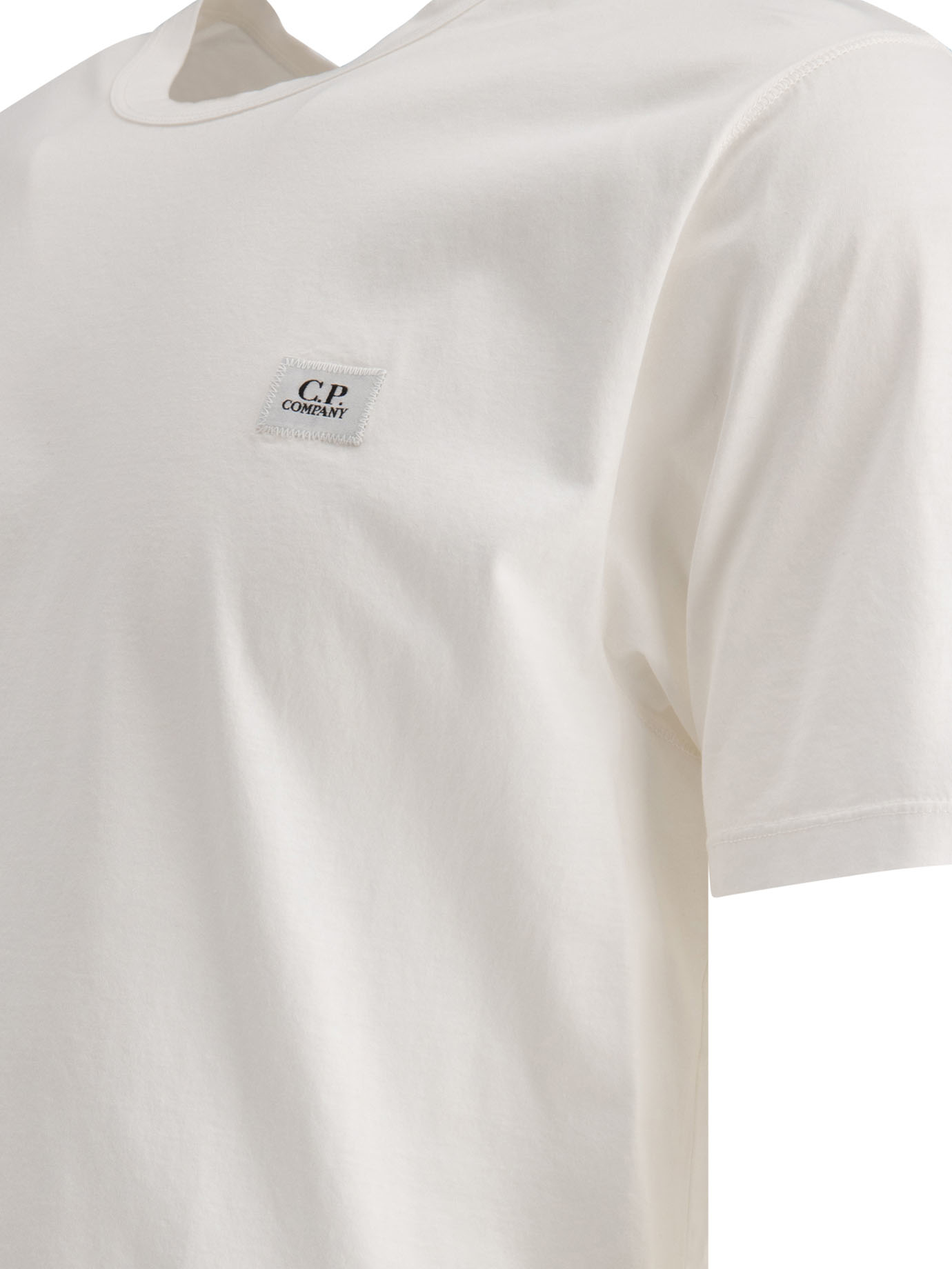 C.P. COMPANY White T-shirt with logo patch